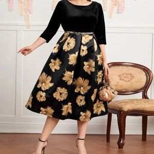 Elegant Yellow Floral Dress